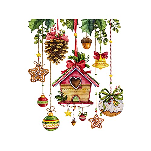 Fensterbilder Weihnachten Weihnachtsfensterbilder Weihnachten Festliche Glas Aufkleber Star Bell Fenster Clings Aufkleber Schlafzimmer Wohnzimmer Wandaufkleber Weihnachts (Multicolor, One Size) von Yunyahe