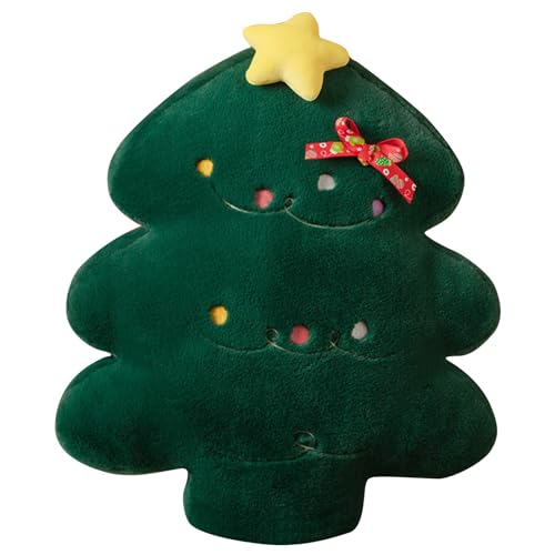 Kopfkissen Pillow Kissen Weihnachts-Wurfkissen, weiches, bezauberndes Deko-Kissen mit weihnachtlicher Schleife für Zuhause, Wohnzimmer, Sofa, Couch oder Familie, Freunde, Kollegen (H, One Size) von Yunyahe