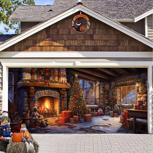 Yunyahe Weihnachtsdeko Aussen Weihnachtsbanner Weihnachts-Garagen-Hintergrundtuch,Weihnachts-Garagentor-Dekoration,Weihnachts-Garagentor-Banner-Wandbild,Weihnachtsfeiertagsparty,Banner(B,One Size) von Yunyahe