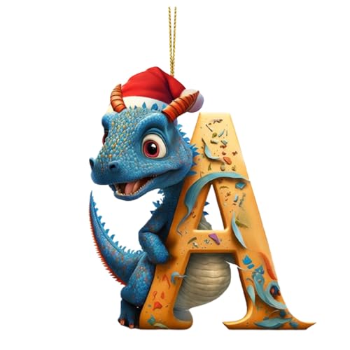 Weihnachtsdeko Weihnachtsschmuck 26 Buchstaben Weihnachtsornament Dekoration Ornamente Weihnachten Drache Baby Ei Acryl Weihnachtsdekoration zum Aufhängen Baumschmuck Weihnachten (A, One Size) von Yunyahe