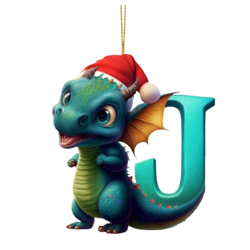 Weihnachtsdeko Weihnachtsschmuck 26 Buchstaben Weihnachtsornament Dekoration Ornamente Weihnachten Drache Baby Ei Acryl Weihnachtsdekoration zum Aufhängen Baumschmuck Weihnachten (J, One Size) von Yunyahe