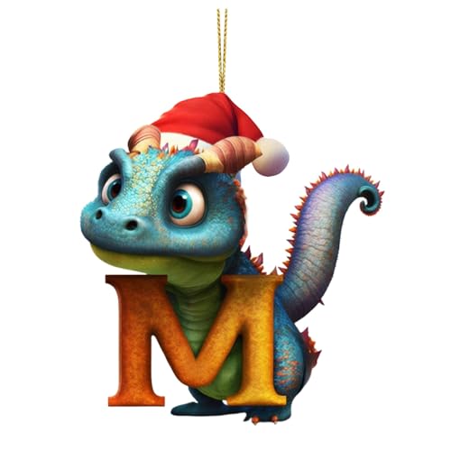 Weihnachtsdeko Weihnachtsschmuck 26 Buchstaben Weihnachtsornament Dekoration Ornamente Weihnachten Drache Baby Ei Acryl Weihnachtsdekoration zum Aufhängen Baumschmuck Weihnachten (M, One Size) von Yunyahe