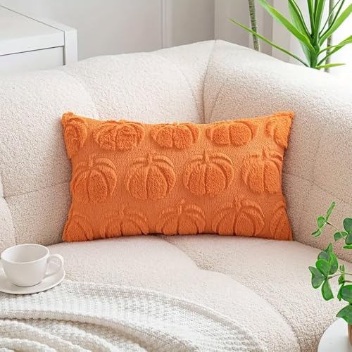 Yunyahe Kissenbezug Kürbis Herbstmotiv 30x50 cm, Herbst Kissen Kissenbezüge Kissenhülle Herbstdeko, Herbstdeko Pumpkin Kissen, Kürbis Deko Wohnzimmer,Weicher Plüsch Kopfkissenbezug (Orange-2pcs) von Yunyahe