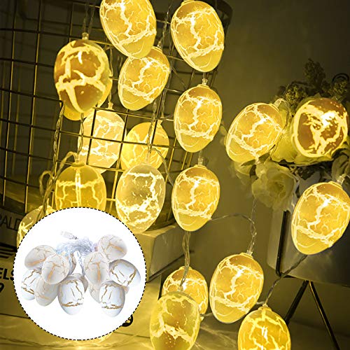 Yunyahe Ostern Lichterkette, 10 LED Eier Lichterkette Timer Batterie, Ostern Deko Lichterketten Warmweiß Innen für Party Kamin Schlafzimmer Geburtstag Hochzeit (T1-Yellow, One Size) von Yunyahe