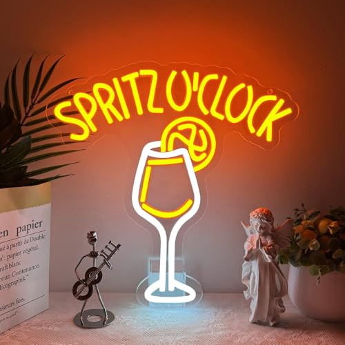 Spritz O'clock Neon Schild für Wand Deko,Aperol Spritz Neon Sign für Home Bar Schlafzimmer Club Party Man Cave,Cocktail Bar Dimmbare Neon Schilder Geschenk für Lady Männer USB Powered（13"*13"） von YuoGdhSIa