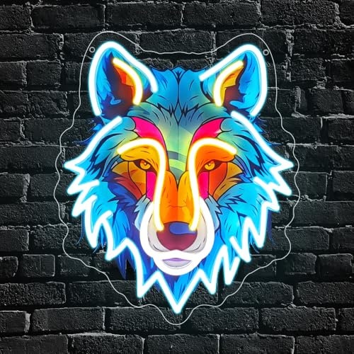 Wolfkopf Neon Schild für Wand Deko,Wolf Dimmable LED Neon Sign für Hintergrund,Tier Room Decor Geschenk für Home Bar Man Cave Einzigartiges Schlafzimmer Party USB Powered(13.8"*12"） von YuoGdhSIa