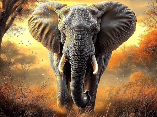 Diamond Painting Elefant, Diamond Painting Viereckige Steine Tier für Basteln Mädchen 8 Jahre, 5D DIY Diamant Bilder Mosaik Bastelset Erwachsene, Daiments Stickerei für Zuhause Deko 30x20cm L2-522 von Yuogyxog