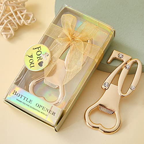 Yuokwer 12 Stück Flaschenöffner Gold Geburtstag Party Gastgeschenke 70. Jahrestag für Gäste Zahl Dekorationen Bierflaschenöffner Geschenk Souvenir Supplies (Gold 12) von Yuokwer