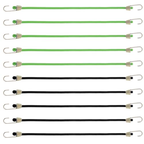 10 Stück Gummiband mit Haken, Strapazierfähig Bungee Cord 25cm, Spanngummi Kurz für Camping, Planen, Fahrradträger, Zelt, Auto, Motorrad von Yuomeaz