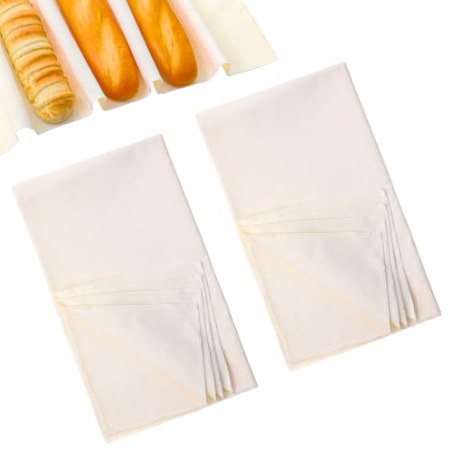 2 Stück Leinentuch, Verdickt Bäckerleinen, Leinentücher 75 x 45 cm Teigtuch Brot Backen, Leinentuch zum Backen, Natur Teigtuch für Backen-Zubehör zum Fermentieren von Yuomeaz