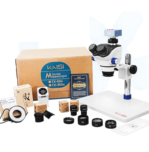 KAISI TX-350e Trinokular-Stereo-Mikroskop-Set, 1080p, 4K-HDMI-Videokamera, 3,5 x 100 x Zoom, Simul-Fokal, Trinokular-Mikroskop (Paket 1) von YuqiaoTime