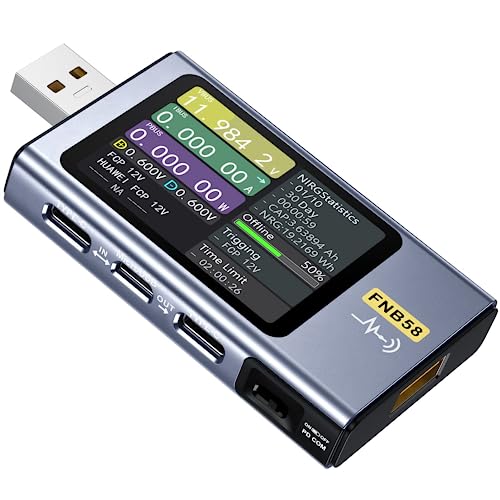 YuqiaoTime FNIRSI-FNB58 Digital Voltmeter Ammeter USB Tester TYPE-C Fast Charge Detection Trigger Capacity Measurement Ripple Measurement(FNB58 wo Bluetooth) von YuqiaoTime