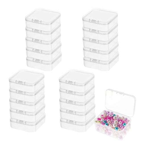 Yuqilin 20 Stück 4,5×4,5×2 CM Aufbewahrungsboxen, Mit Klappdeckel Sortierboxen für Kleinteile, Transparent Aufbewahrungsbox Klein, zur Aufbewahrung Kunsthandwerk, Schmuck Accessoires von Yuqilin