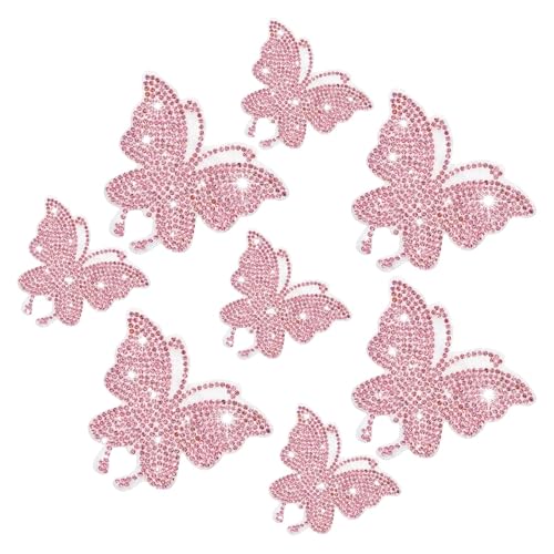 Yuqilin 8 Stücke Glitzer Schmetterling Sticker, Strasssteine Selbstklebend Aufkleber, Bling Strass Schmetterling Abziehbilder Kleber, Schöne Aufkleber für Autos Tassen Computer (Rosa) von Yuqilin