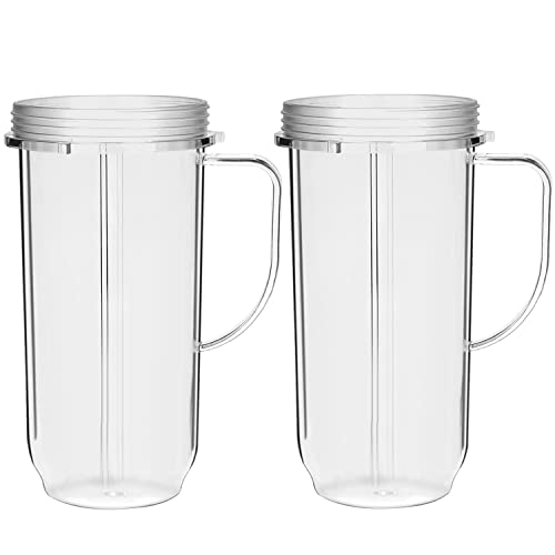 650ml Becher Entsafter Tassen Kompatibel mit Nutribullet Magic Bullet 200W Elektrischer Mixer - 22 Unzen Groß Cups Zubehör Ersatzteile für Mr Magic Mixer (2er-Pack) von Yur1help