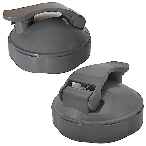 Flip Top To-Go Deckel Ersatz Teile Kompatibel mit Nutribullet 600/900W Becher (Grau, 2er-Pack) von Yur1help