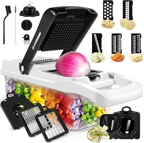Gemüseschneider, Gemüseschneider, 16-in-1 Deluxe-Gemüseschneider, Küchengeschenke, Zwiebelschneider und Würfel, Schäler, Spiralschneider, Eierschneider und Trenner, ultimatives Küchenutensil von YurDoca