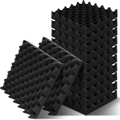 Yuragim Akustikschaumstoff Selbstklebend, 12 Stück Akustikplatten Selbstklebend, Schalldämmung Akustikpaneele, Akustikschaumstoff Pyramidenplatten für Tonstudio Gaming Youtube-Zimmer Büro, 30x30x2,5cm von Yuragim
