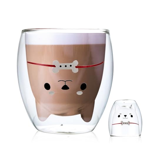 Yuragim Doppelwandige Gläser Tasse, Süße Bär Tassen Teegläser Kaffeeglaser 280ml Kaffeetasse Doppelwandig Borosilikatglas Isoliergläser Trinkgläser Kaffeetassen Geschenk für Geburtstag Frauen Mädchen von Yuragim