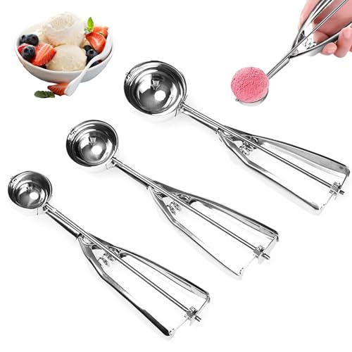 Yuragim Eisportionierer Edelstahl, 3 Stück Eislöffel Portionierer Set 4cm/5cm/6cm, Eisportionierer Ice Cream Scoop in verschiedenen Größen für Eiscreme Plätzchen Kuchen Teig Melone Kartoffelpüree Yuragim Eisportionierer Edelstahl, 3 Stück Eislöffel Portionierer Set 4cm/5cm/6cm, Eisportionierer Ice Cream Scoop in verschiedenen Größen für Eiscreme Plätzchen Kuchen Teig Melone Kartoffelpüree von Yuragim
