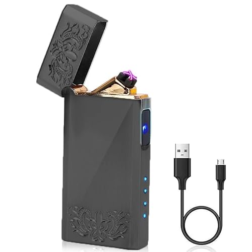 Yuragim Electric USB Lighter,Rechargeable Touch Sensor,elekrisches feuerzeug,Windproof,Fingerabdruck-Feuerzeug Doppelbogen Lichtbogen feuerzeug USB Kerzen Zigaretten(eisenhaltig2) von Yuragim