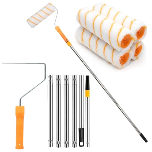 Yuragim Farbroller mit Teleskopstange, Farbrolle 23cm Alulegierung Teleskopstab 30-180cm mit 4 x Farbwalze, Malerset Streichen Wandfarbe Farbroller Set Groß für Wände und Decken, Paint Roller Kit Yuragim Farbroller mit Teleskopstange, Farbrolle 23cm Alulegierung Teleskopstab 30-180cm mit 4 x Farbwalze, Malerset Streichen Wandfarbe Farbroller Set Groß für Wände und Decken, Paint Roller Kit von Yuragim
