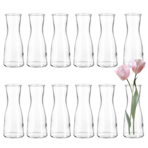 Yuragim Kleine Glasvasen für Tischdeko, 12 Stück Kleine Vasen Set Klar Blumenvase Glas Vase Set für Hochzeit Mittelstücke Tafelaufsatz Home Tisch Deko, Minimalistische Tischvasen für Tulpen, Rosen Yuragim Kleine Glasvasen für Tischdeko, 12 Stück Kleine Vasen Set Klar Blumenvase Glas Vase Set für Hochzeit Mittelstücke Tafelaufsatz Home Tisch Deko, Minimalistische Tischvasen für Tulpen, Rosen von Yuragim