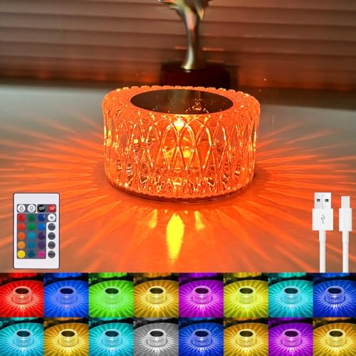 Yuragim Kristall Lampe, LED Touch Lampe, Crystal Touch Lamp, Muttertag Ostern Geschenk Frauen, USB Aufladbar Tischlampe 16 Farben 3 Modi Dimmbar (Kristall-lampe) von Yuragim