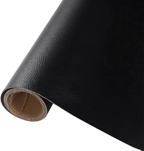 Yuragim Kunstleder Meterware 200 x 140cm, Wasserdicht Kunstleder Gekörnt Lederimitat Texturiert Lederstoff Meterware Leder Risse Reparieren Bezugsstoff Möbelstoff Meterware Schwarz für Autositze Sofa von Yuragim