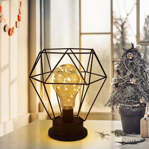 Yuragim Tischlampe Kabellos Vintage, Led Tischleuchte Kabellos Batteriebetriebene Akku, Geschenke zum Muttertag Batteriebetriebener Nachttischlampe für Garten Hochzeit Tisch Büro Kamin Flur Deko von Yuragim