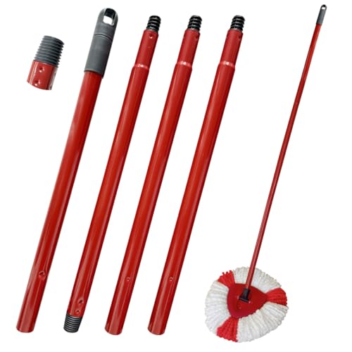 Yuragim Moppstiel Ersatz kompatibel mit Vileda Turbo Spin Mop, 4-teiliger Verstellbarer Wischmopp Ersatzgriff mit Deutschem Gewinde, Wischmopp-Stiel Mop Teleskopstiel Stange Zubehör für Bodenreinigung von Yuragim