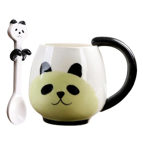 Yuragim Panda Tasse Süße, Panda Tassen Becher mit Löffel 400ml Panda Mug Panda Geschenk Cute Kaffee Tee Becher Geschenke Panda Cup Geburtstag Ostergeschenke für Kinder Jungen Mädchen Frauen Freundin von Yuragim