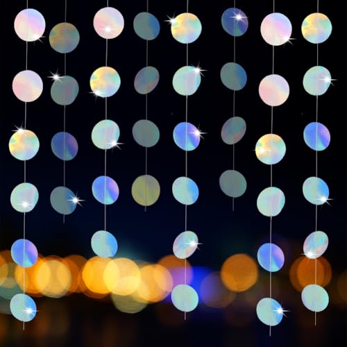 Yuragim Papier Girlande Bunt Glitzer Runde Kreis Banner, 4 Stück 4m Glitzer Deko Geburtstag, Hängende Party Dekorationen für 20er Jahre Party Deko Geburtstag Baby Dusche Hochzeit (Bunt) von Yuragim