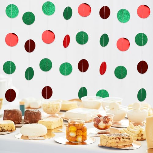 Yuragim Papier Girlande Rot Grün Glitzer Runde Kreis Banner, 4 Stück 4m Glitzer Deko Geburtstag, Hängende Party Dekorationen für 20er Jahre Party Deko Geburtstag Baby Dusche Hochzeit (Rot + Grün) Yuragim Papier Girlande Rot Grün Glitzer Runde Kreis Banner, 4 Stück 4m Glitzer Deko Geburtstag, Hängende Party Dekorationen für 20er Jahre Party Deko Geburtstag Baby Dusche Hochzeit (Rot + Grün) von Yuragim