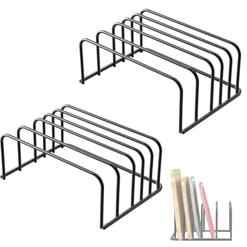 Yuragim Schneidebrett Halter, 2er-Pack Schneidebrett Ständer Rack Schwarz, Schneidebrett Halterung Topfdeckelhalter Löffelablage Küche Organizer für Topfdeckel, deckel organizer küche, 18x14x8cm von Yuragim