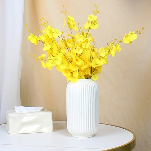 Yuragim Vase Weiß 20 cm Hoch, Keramik Vase für Pampasgras, Blumenvase Modern Heimdekoration Boho Deko Vasen Aesthetic für Wohnzimmer Schlafzimmer Esstisch Bauernhaus Büro Tischdecko Innenbereich von Yuragim