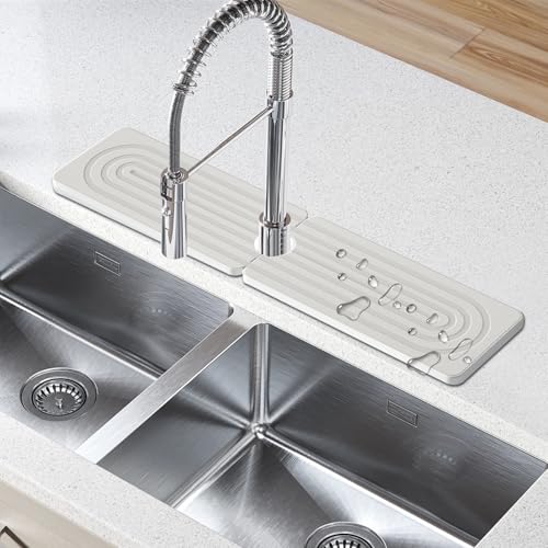Yuragim Wasserhahn Spüle Spritzschutz, Spritzschutz für Küchenspüle, Spüle Splash Matte Weiß, Spritzschutz Küchenspüle Spritzschutz Silikon Wasserhahn Matte für Küchenspüle, Badezimmer-Theke, 60×10 cm Yuragim Wasserhahn Spüle Spritzschutz, Spritzschutz für Küchenspüle, Spüle Splash Matte Weiß, Spritzschutz Küchenspüle Spritzschutz Silikon Wasserhahn Matte für Küchenspüle, Badezimmer-Theke, 60×10 cm von Yuragim