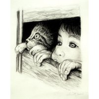 Original Kohlezeichnung Einer Katze Original Kohlezeichnung Einer Katze von YurewichArtists