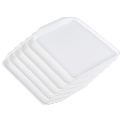 Yuright 6er Set Kunststoff Serviertabletts Rechteckige Dinnertabletts zum Essen Weiß von Yuright