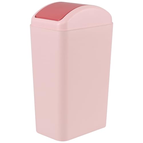 Yuright Kunststoff-Mülleimer mit Schwingdeckel, schmaler Schwingdeckel, 10 l, Pink von Yuright