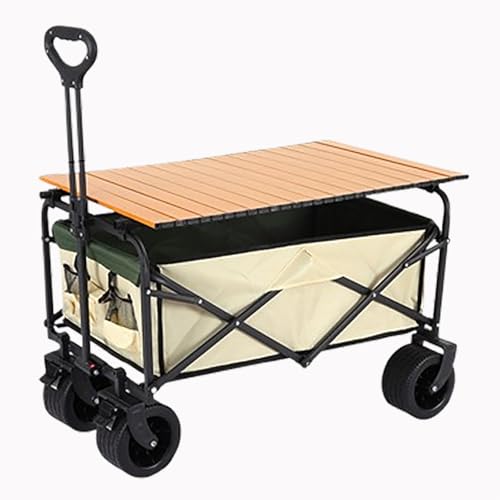 Yurlidar Zusammenklappbarer Outdoor-Bulli, Klappbarer Bollerwagen Mit GroßEr KapazitäT, Gartenwagen Mit Klapptisch, Einziehbarer Griff, Tragkraft 330 Lbs/150 Kg FüR Camping Im Freien von Yurlidar