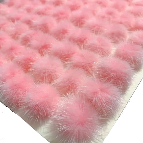 Yurosiay 10 Stück Mini Kunstfell Pompon 3cm Klein Kunstfell Bommel Weich Flauschige Fellbommel Künstliche Pelzbommel Kunstpelz Pompons Plüsch Bommel für DIY Haarschmuck Schmuck Handwerk Rosa von Yurosiay