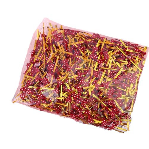 Yurosiay 100 Stück Twist Ties mit Schleife 8cm Metallischen Bindebänder Niedliche Schleife Twistband Twist Krawatten Tütenclips Verschlussstreifen Bindestreifen für Geschenkverpackung Rotwein von Yurosiay