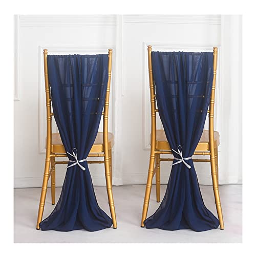 Yurosiay 2 Stück Hochzeit Stuhlhussen Stuhlschleifen Chiffon Romantisch Tüll Stuhlbezug Chiffon Stuhlschärpen Hochzeit Gangstuhl Deko Tüll Schleife Stuhl für Hochzeit Marineblau 50X300cm von Yurosiay