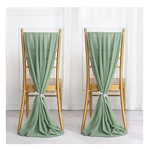 Yurosiay 2 Stück Hochzeit Stuhlhussen Stuhlschleifen Chiffon Romantisch Tüll Stuhlbezug Chiffon Stuhlschärpen Hochzeit Gangstuhl Deko Tüll Schleife Stuhl für Hochzeit Salbeigrün 70X300cm von Yurosiay