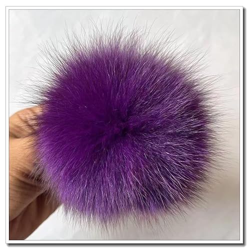 Yurosiay 2 Stück Pompons aus Fuchsfell, Lila, 9cm, Bunt, Flauschig, Kunstfell, Fellbommel, Pompon, Plüschbälle, Plüsch, DIY-Crafts, Multipurpose von Yurosiay
