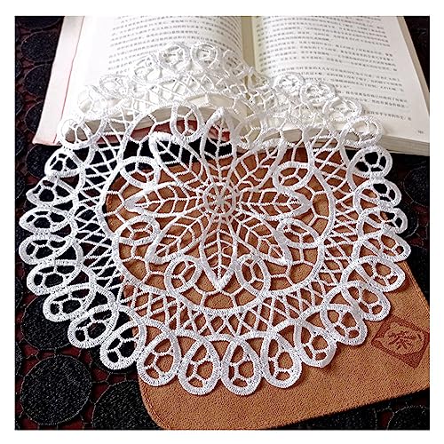 Yurosiay 2 Stück Weiße Spitze Untersetzer Vintage Spitzendeckchen Rund Handgemachte Häkeltischdecke Elegant Blumen Stickerei Tischset Runde Spitze Tischmatte Gehäkelte Tischdecke Kamelien 20cm von Yurosiay