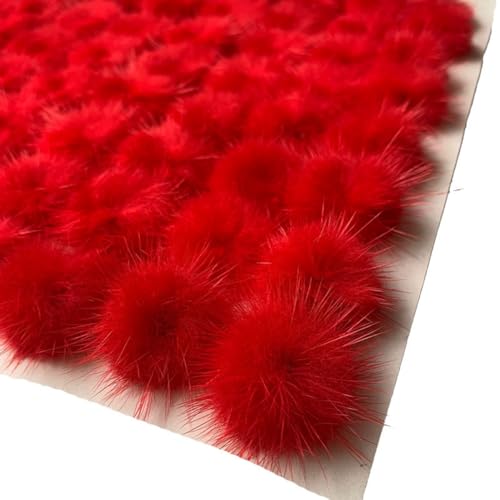 Yurosiay 20 Stück Mini Kunstfell Pompon 3cm Klein Kunstfell Bommel Weich Flauschige Fellbommel Künstliche Pelzbommel Kunstpelz Pompons Plüsch Bommel für DIY Haarschmuck Schmuck Handwerk Rot von Yurosiay