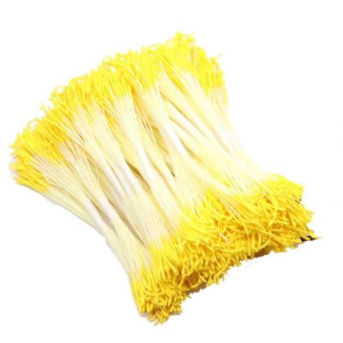 Yurosiay 200 Stück Blumen Staubblätter DIY Doppelköpfe Staubblatt Blume Künstliche Blütenstempel Blumenstaubblätter Perlglänzender Staubblätter zum Basteln Hause Handwerk Decor 8cm Gelb von Yurosiay