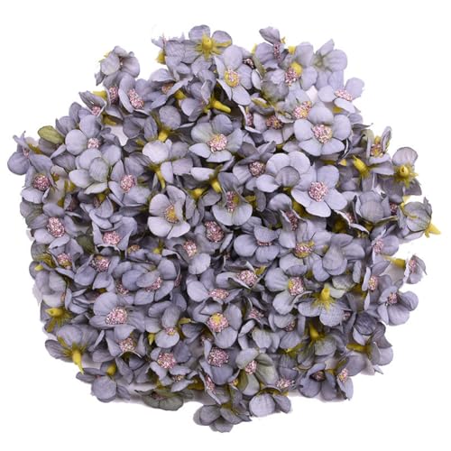 Yurosiay 200 Stück Mini Künstliche Blumen 2.5cm Künstliche Gänseblümchen Klein Bunt Kunstblumen Köpfe Mini Seidenblumen Deko Blütenköpfe Elegant Blumenköpfe für DIY Basteln Haus Deko Grau von Yurosiay